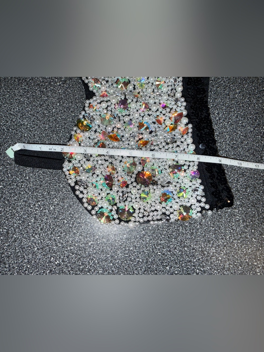 Glamour Black Sequin & Rhinestone Bling Tulle Dance Costume Size Adult Small - Picture 8 of 16